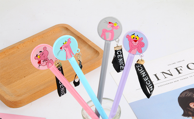 P-0655 Pink Tiger Brand Pendant Gel Pen Pink Leopard Black Gel Ink Pen Signature Pen Office Supplies