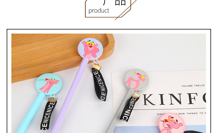 P-0655 Pink Tiger Brand Pendant Gel Pen Pink Leopard Black Gel Ink Pen Signature Pen Office Supplies