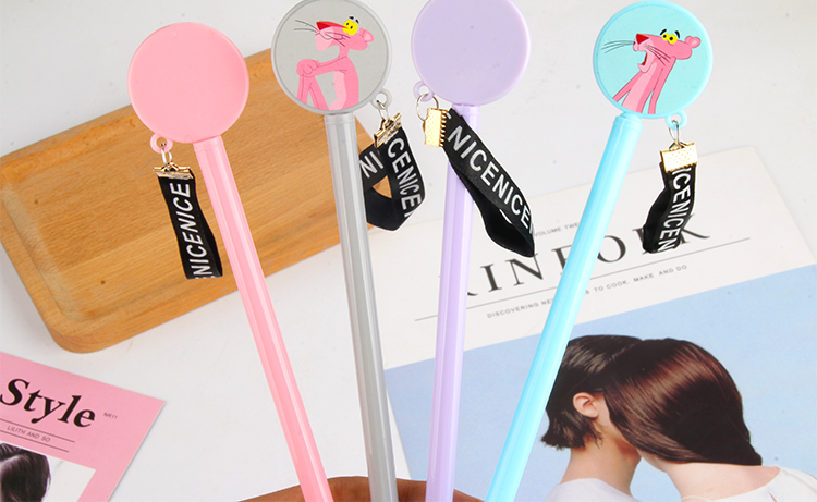 P-0655 Pink Tiger Brand Pendant Gel Pen Pink Leopard Black Gel Ink Pen Signature Pen Office Supplies