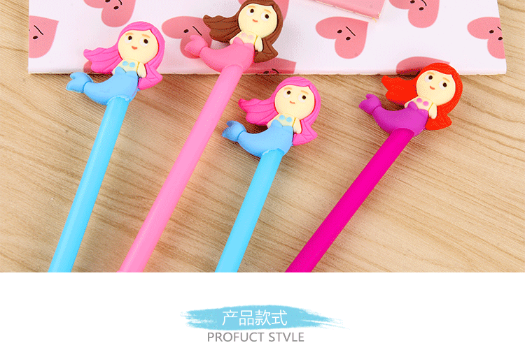 Factory Direct Sales Creative Stationery Mermaid Cartoon Gel Pen Small Fish Man Black Gel Ink Pen Office Signature Pen Factory Direct Sales Creative Stationery Mermaid Cartoon Gel Pen Small Fish Man Black Gel Ink Pen Office Signature Pen