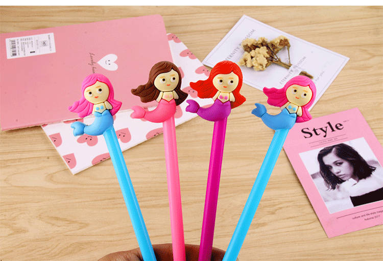Factory Direct Sales Creative Stationery Mermaid Cartoon Gel Pen Small Fish Man Black Gel Ink Pen Office Signature Pen Factory Direct Sales Creative Stationery Mermaid Cartoon Gel Pen Small Fish Man Black Gel Ink Pen Office Signature Pen