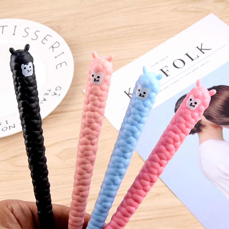 Creative Stationery Plush Sheep Pen Gel Pen Lamb Shape Pen Black Gel Ink Pen Cartoon Creative Office Sign