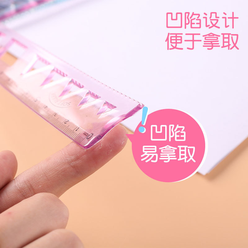 Measuring Tape Set Student Ruler Transparent Ruler Angle of Four Pupils Study Stationery Currently Available Wholesale
