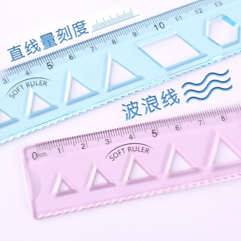 Measuring Tape Set Student Ruler Transparent Ruler Angle of Four Pupils Study Stationery Currently Available Wholesale
