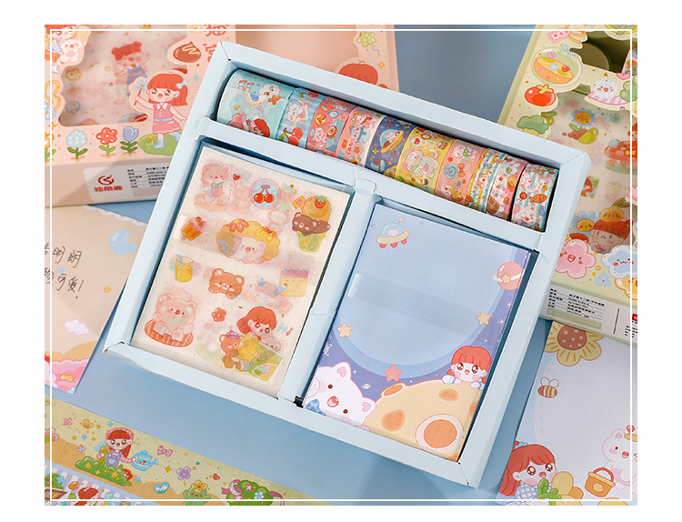 Cartoon Cute Stickers Note Set Student Children DIY Journal Tape Creative Stationery Boutique Small Gift Cartoon Cute Stickers Note Set Student Children DIY Journal Tape Creative Stationery Boutique Small Gift