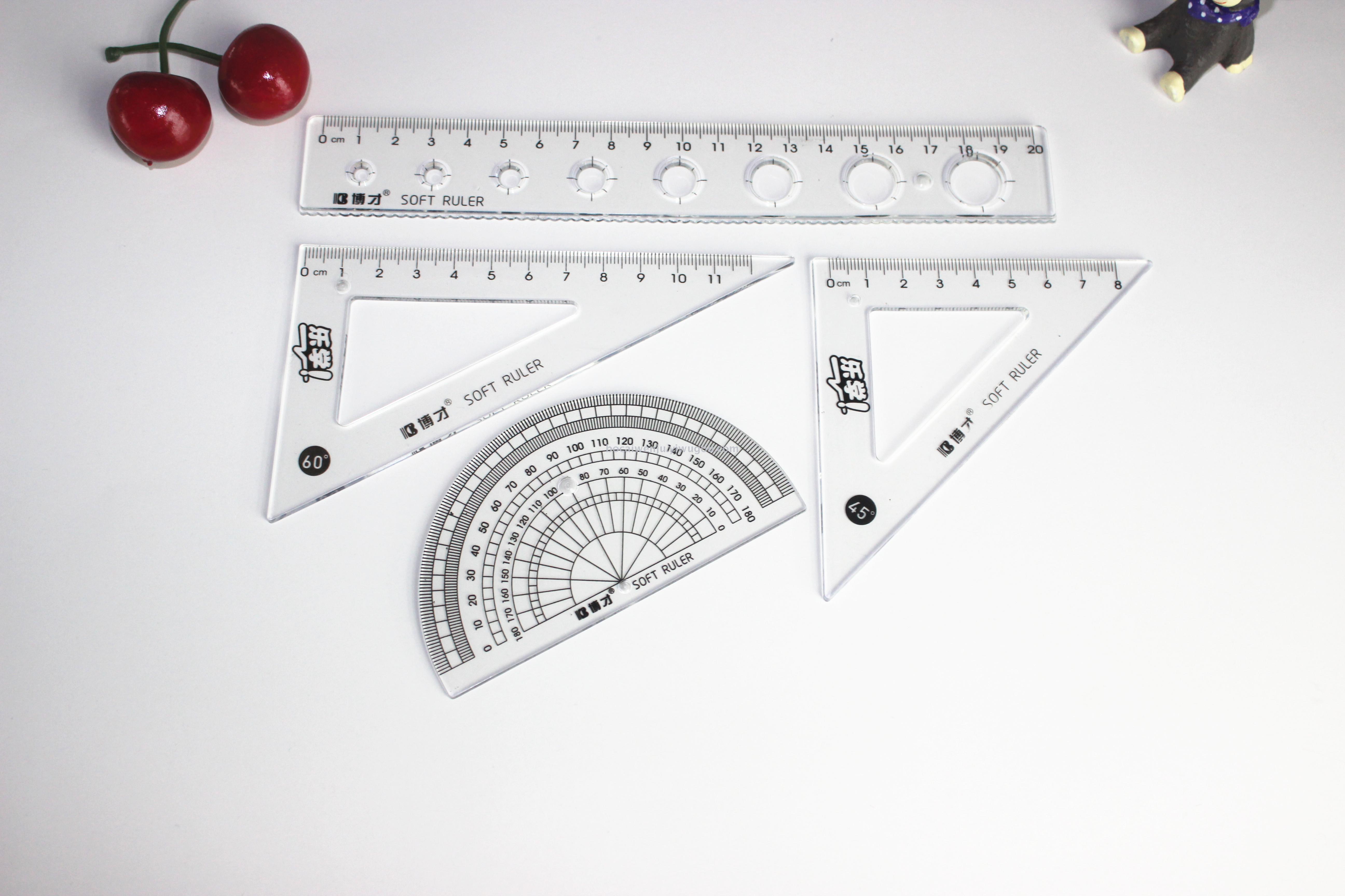 Bocai Creative Soft Ruler Sets Environmentally Friendly Transparent Scale Clear Student Only Four-Piece Set Bocai Creative Soft Ruler Sets Environmentally Friendly Transparent Scale Clear Student Only Four-Piece Set