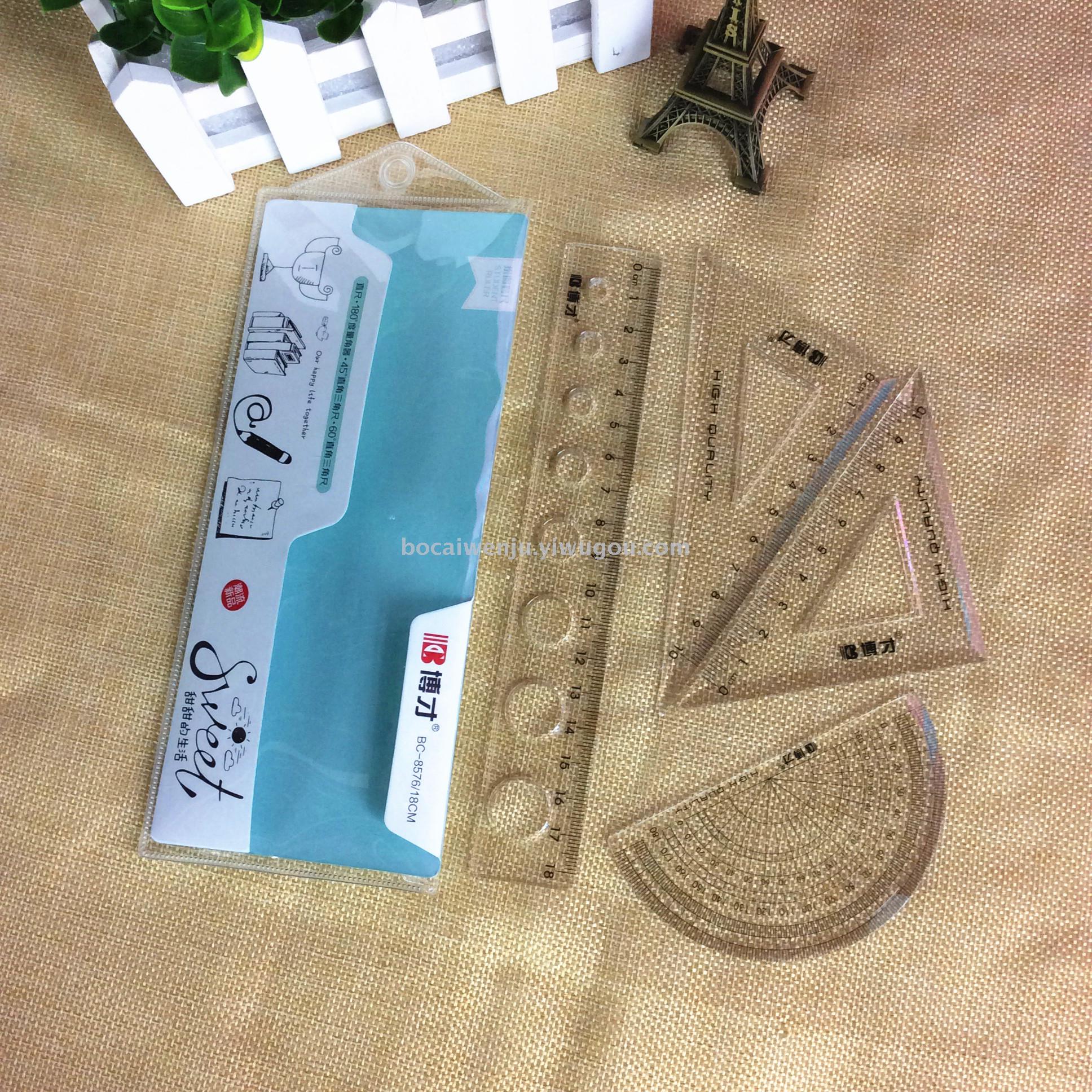 Bocai New Product 18cm Student Plastic Ruler Sets Factory Direct Sales Sweet Series