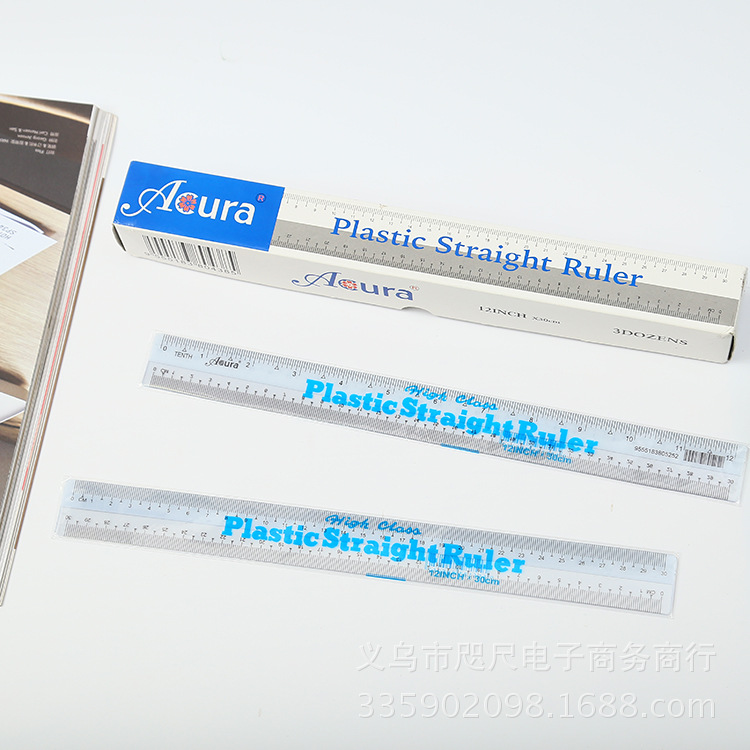 Transparent plastic ruler 30cm organic plastic ruler 30cm plastic ruler 30cm