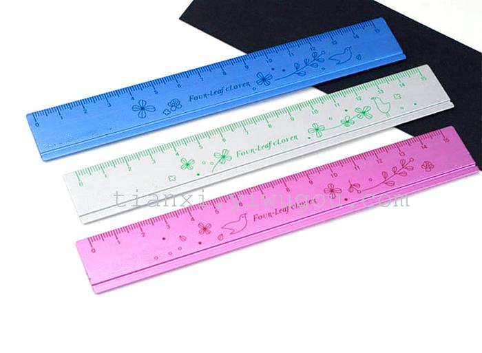 Ruler    stationery   8108 metal ruler   aluminum ruler    lucky four-leaf clover