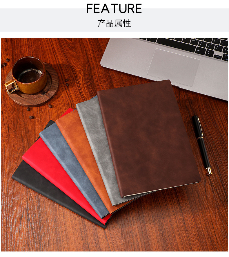 Business Notebook A5 Notebook Simple Soft Leather Notepad Student Diary Book Company Logo Gift Set