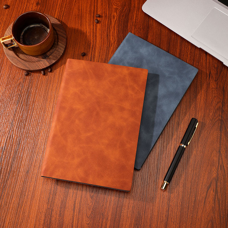 Business Notebook A5 Notebook Simple Soft Leather Notepad Student Diary Book Company Logo Gift Set