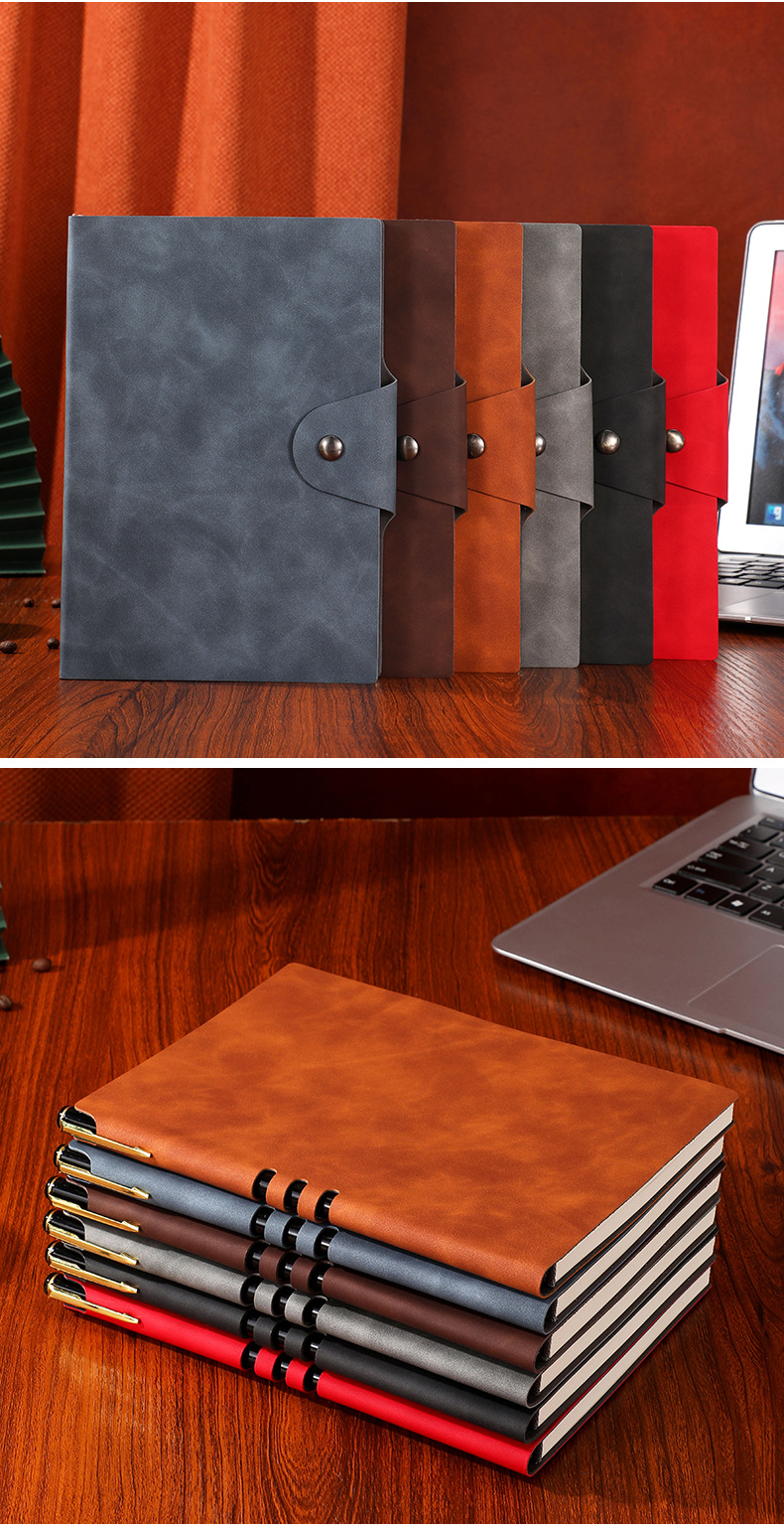 Business Notebook A5 Notebook Simple Soft Leather Notepad Student Diary Book Company Logo Gift Set