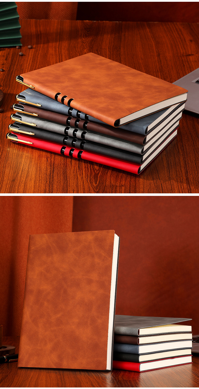 Business Notebook A5 Notebook Simple Soft Leather Notepad Student Diary Book Company Logo Gift Set