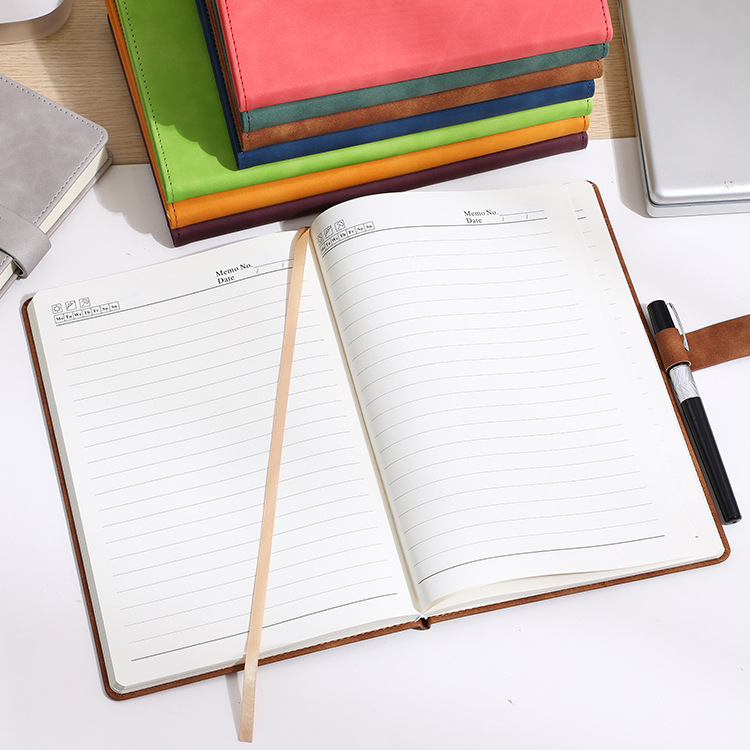 A5 Simple Imitation Leather Hard Cover Notebook Black Skin Feeling Pu Notebook Logo Gift Buckle Green Notepad