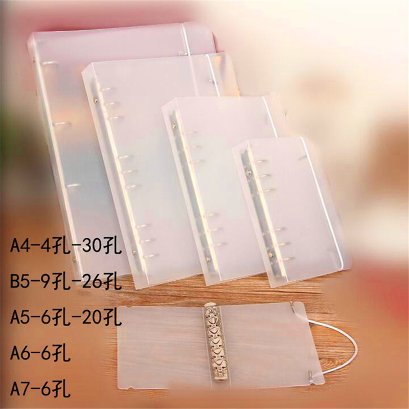 Factory Customized Pp Frosted Translucent Strap Loose-Leaf Binder &#039;&#039;6 Holes Loose Spiral Notebook Journal Book