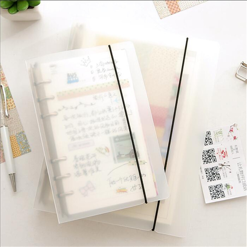 Factory Customized Pp Frosted Translucent Strap Loose-Leaf Binder &#039;&#039;6 Holes Loose Spiral Notebook Journal Book
