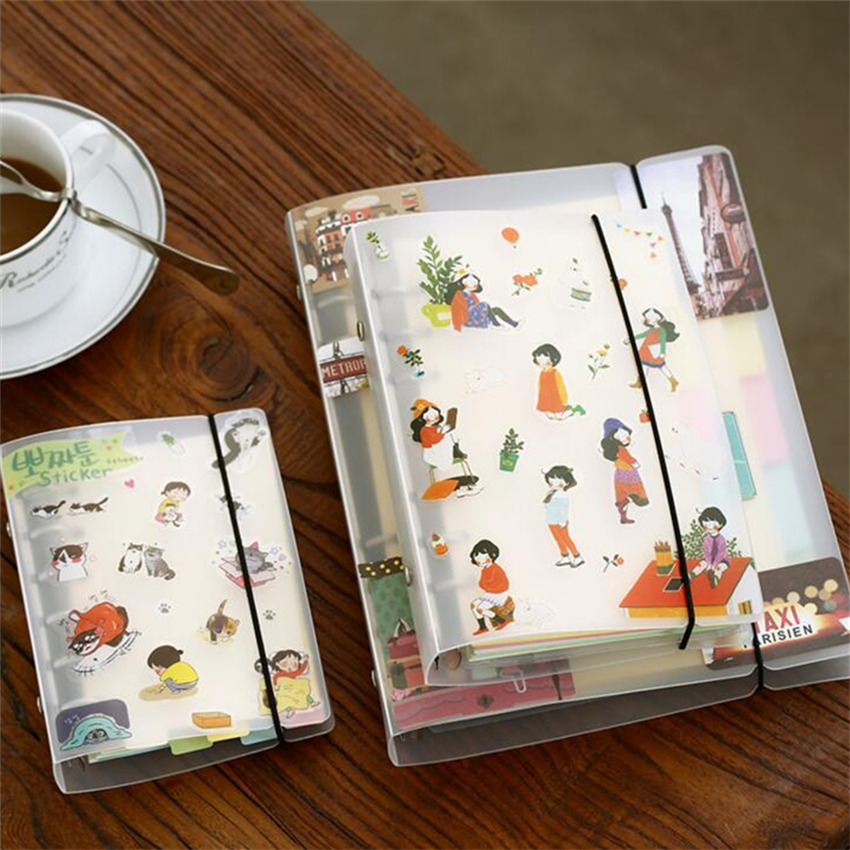 Factory Customized Pp Frosted Translucent Strap Loose-Leaf Binder &#039;&#039;6 Holes Loose Spiral Notebook Journal Book