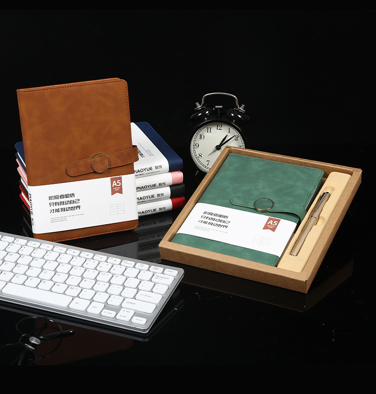 Spot Diary Journal Book Poly Urethane Leather Business Notebook Pack A5 Magnetic Snap Office Notepad Printable Logo