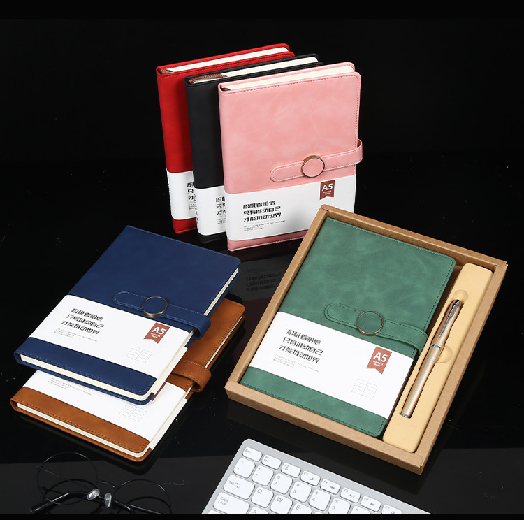Spot Diary Journal Book Poly Urethane Leather Business Notebook Pack A5 Magnetic Snap Office Notepad Printable Logo