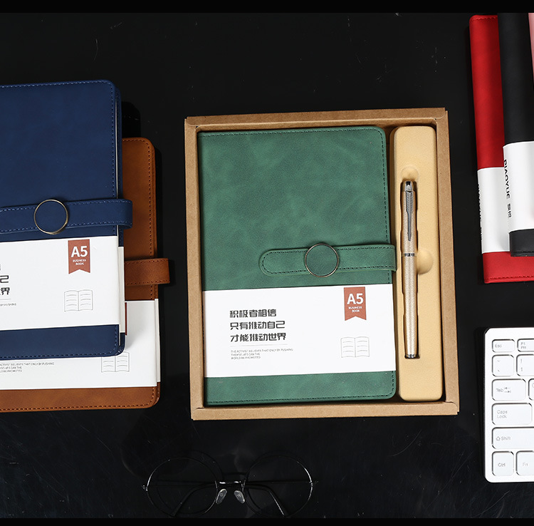Spot Diary Journal Book Poly Urethane Leather Business Notebook Pack A5 Magnetic Snap Office Notepad Printable Logo