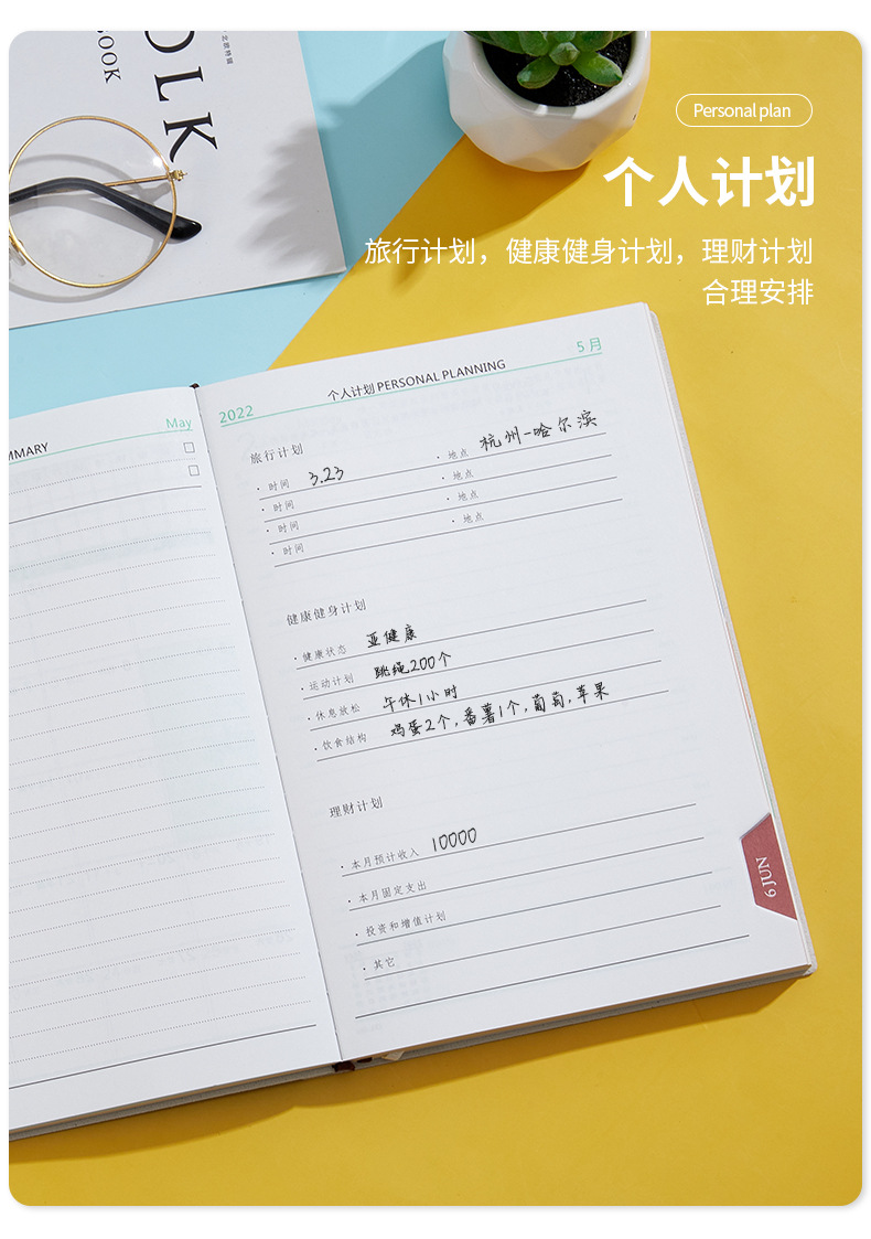 2022 Schedule Book A5 Efficiency Manual 365 Daily Planner Time Management Manual Notebook Logo Can Be Added