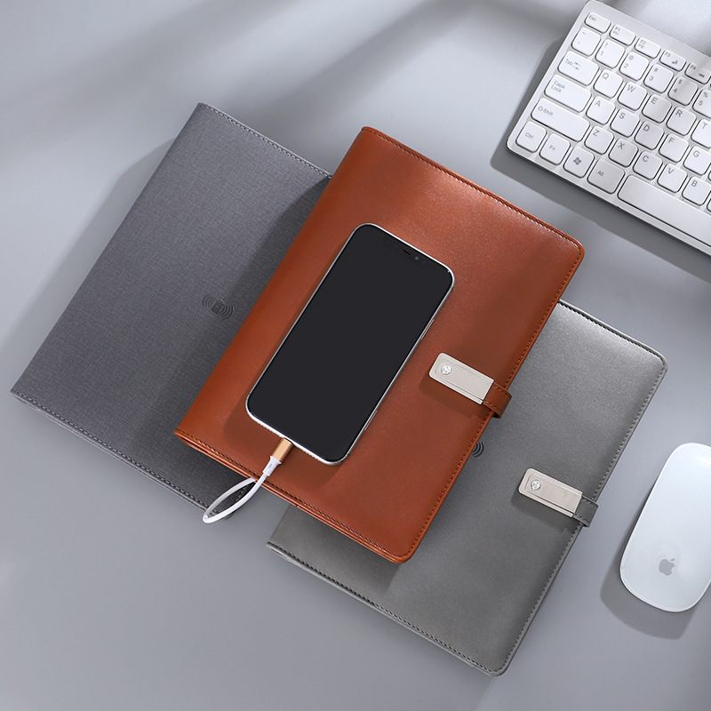 Wireless D Function Rechargeable Notebook with U-Disk Customization Printable Logo Business Gift A5 Loose-Leaf Customized Cover