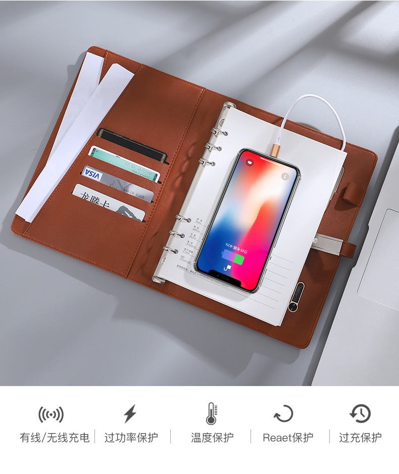 Wireless D Function Rechargeable Notebook with U-Disk Customization Printable Logo Business Gift A5 Loose-Leaf Customized Cover Wireless D Function Rechargeable Notebook with U-Disk Customization Printable Logo Business Gift A5 Loose-Leaf Customized Cover