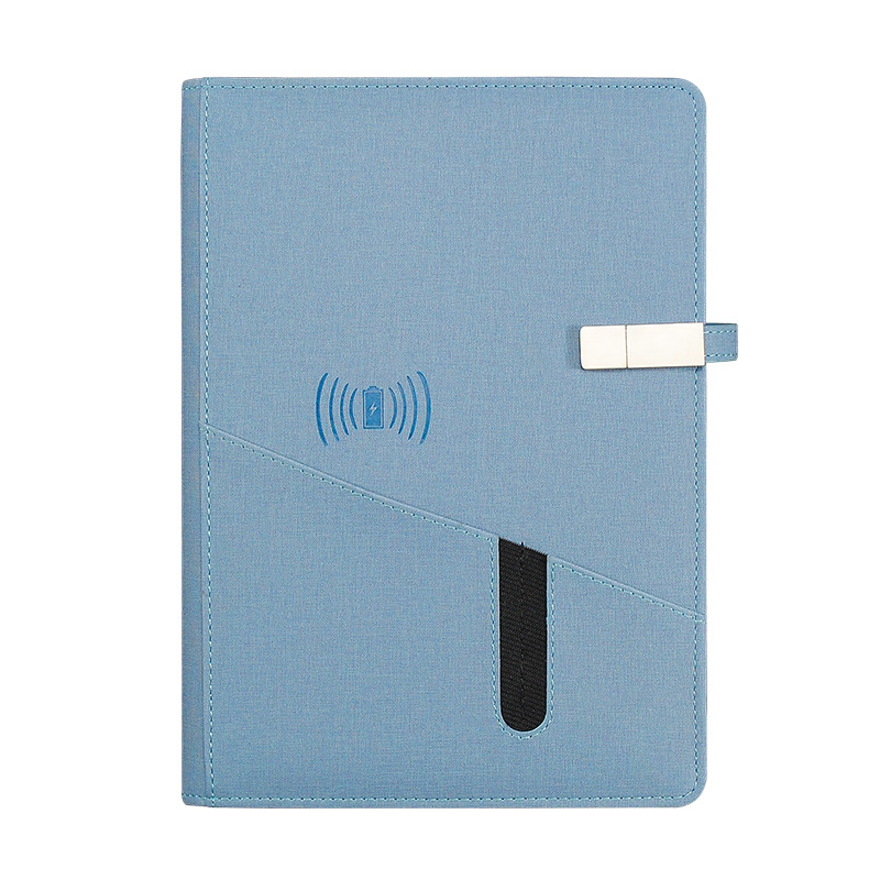 Business Fashion Fine Imitation Pu Loose-Leaf Wireless Charging Apron Notebook Pack Customized Mobile Power Notebook