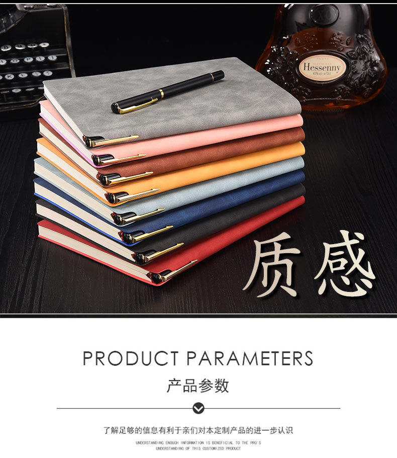 Direct Supply A5 Business Notebook Soft Leather Thick Notebook Meeting Record Journal Book B5 Work Notepad in Stock Wholesale