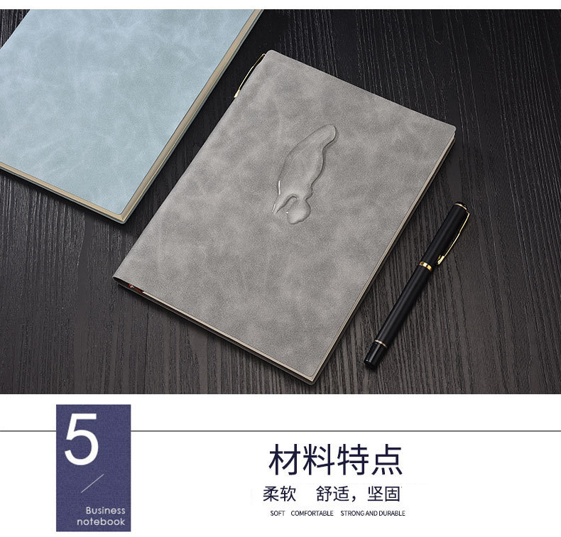 Direct Supply A5 Business Notebook Soft Leather Thick Notebook Meeting Record Journal Book B5 Work Notepad in Stock Wholesale