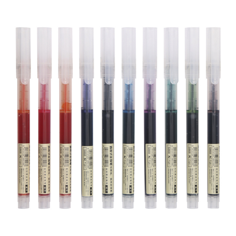 Straight Liquid Large Capacity Student Gel Pen Internet Celebrity Notebook Business Black Signature Pen Multi-Color Fixed Logo Advertising