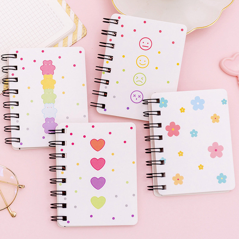 Zhishun Xuan Ya Small Flower Flip Coil Notebook Student Mini-Portable Loose-Leaf Notebook Notepad A7 Pockets Notebook