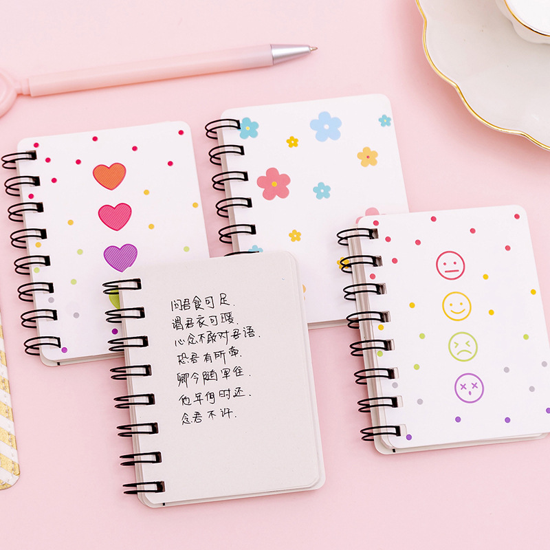 Zhishun Xuan Ya Small Flower Flip Coil Notebook Student Mini-Portable Loose-Leaf Notebook Notepad A7 Pockets Notebook