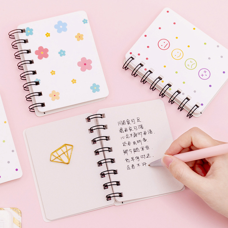 Zhishun Xuan Ya Small Flower Flip Coil Notebook Student Mini-Portable Loose-Leaf Notebook Notepad A7 Pockets Notebook