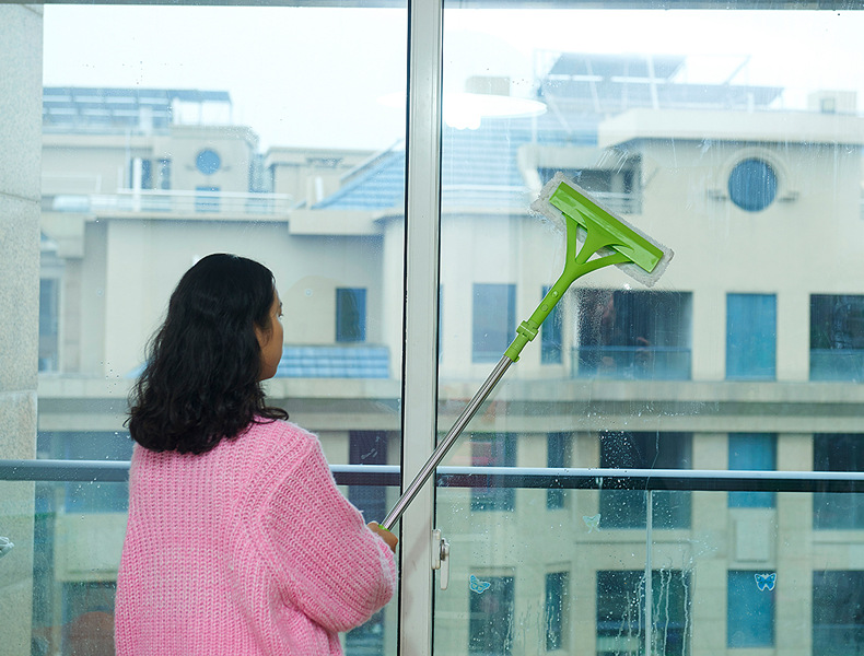 Multi-function telescopic rod double-face window cleaner cleaning brush tool single lever double-sided clean glass 