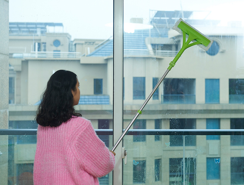 Multi-function telescopic rod double-face window cleaner cleaning brush tool single lever double-sided clean glass 