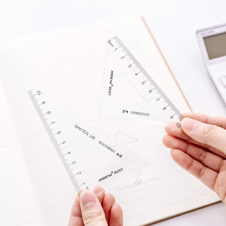 Creative Simple Unprinted-Style Ruler Transparent Plaid Acrylic Plastic Ruler Notebook Scale Set Ruler for Students