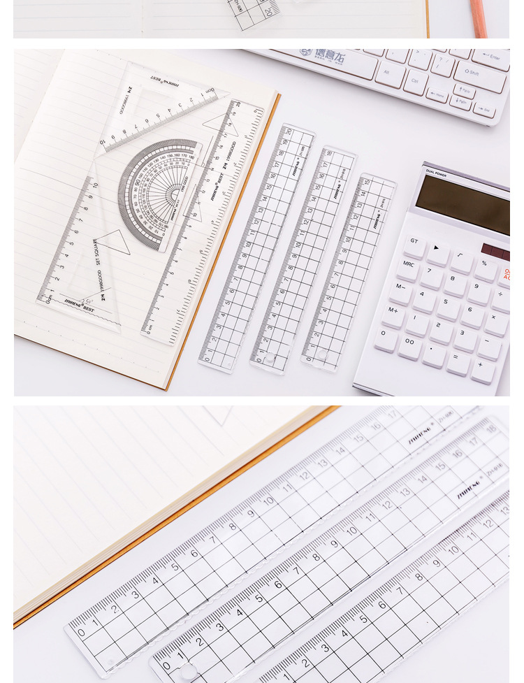 Creative Simple Unprinted-Style Ruler Transparent Plaid Acrylic Plastic Ruler Notebook Scale Set Ruler for Students Creative Simple Unprinted-Style Ruler Transparent Plaid Acrylic Plastic Ruler Notebook Scale Set Ruler for Students