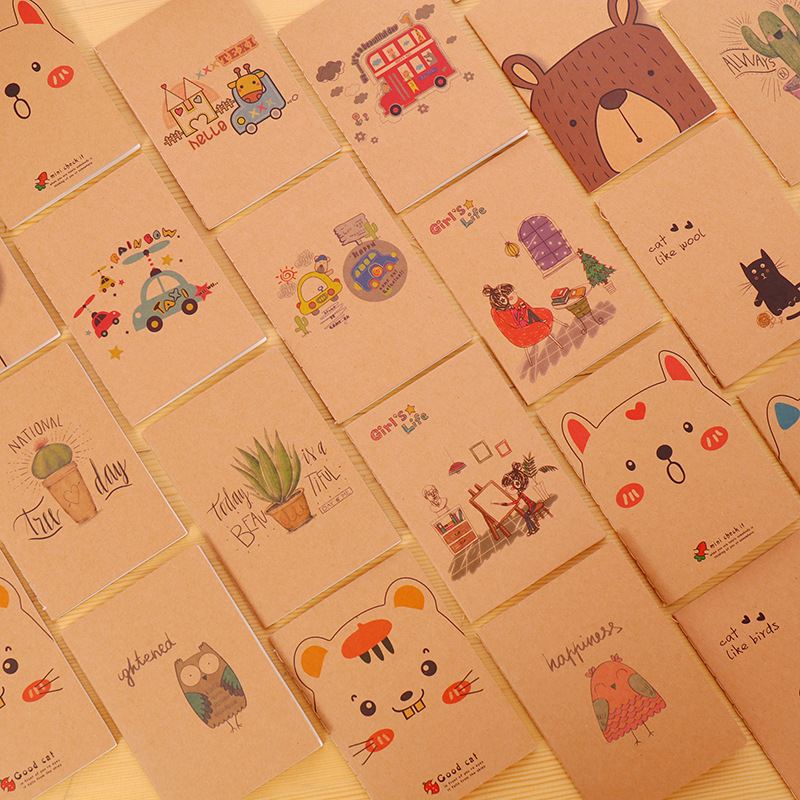 Kraft Paper Retro 64K Small Notebook Mini Pocket Notepad Blank Inner Page Notepad Student Small Gift