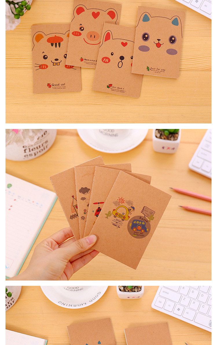 Kraft Paper Retro 64K Small Notebook Mini Pocket Notepad Blank Inner Page Notepad Student Small Gift