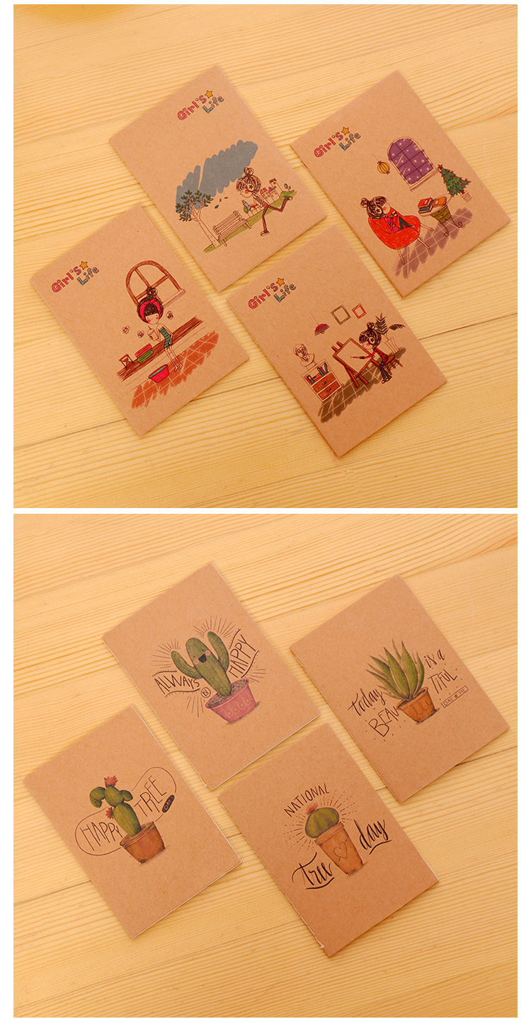 Kraft Paper Retro 64K Small Notebook Mini Pocket Notepad Blank Inner Page Notepad Student Small Gift