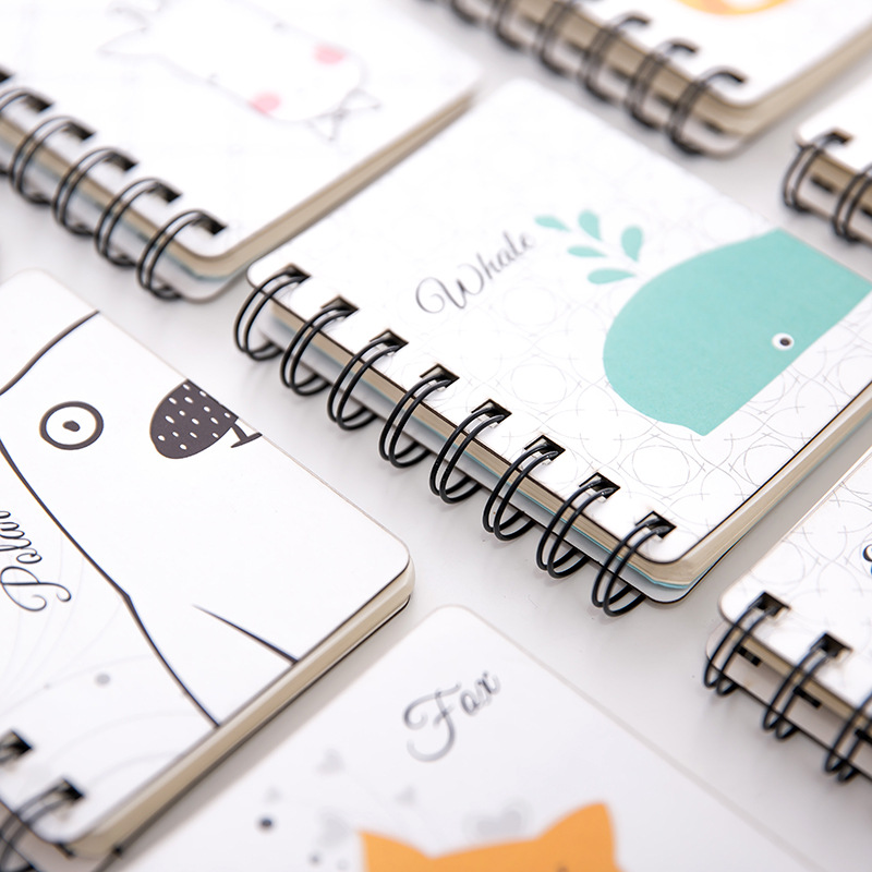 Dichen Cute Animal Cartoon Flip Coil Notebook Portable Mini Portable Notebook Pocket Notepad