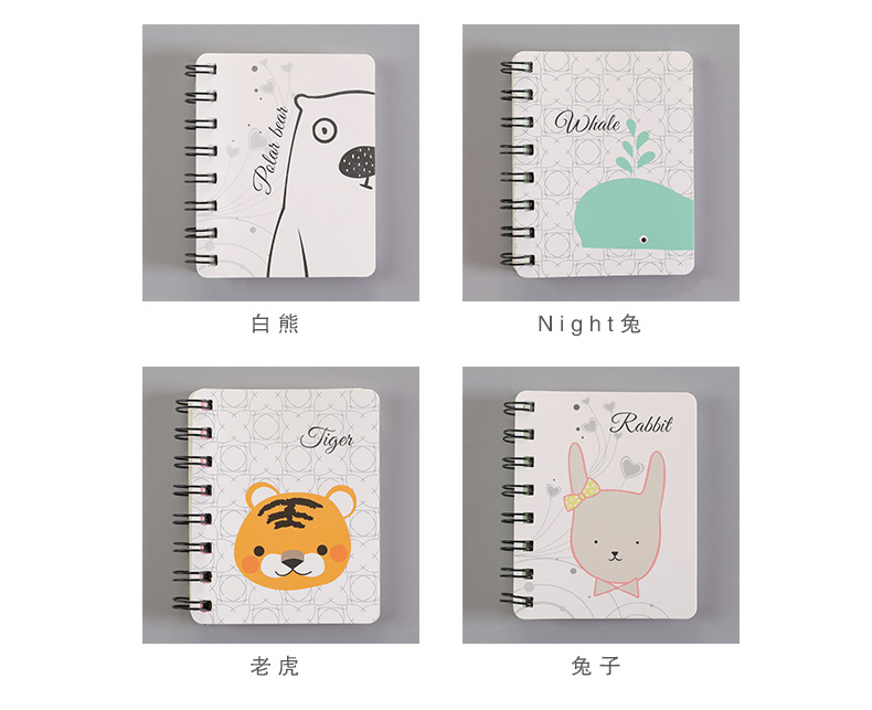 Dichen Cute Animal Cartoon Flip Coil Notebook Portable Mini Portable Notebook Pocket Notepad