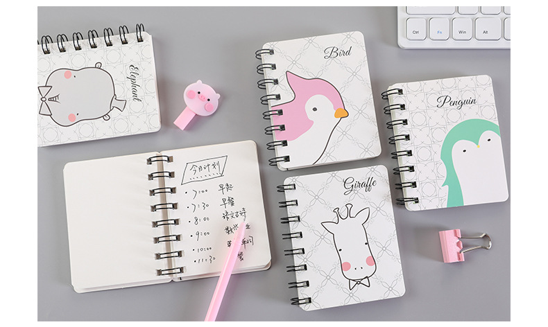 Dichen Cute Animal Cartoon Flip Coil Notebook Portable Mini Portable Notebook Pocket Notepad