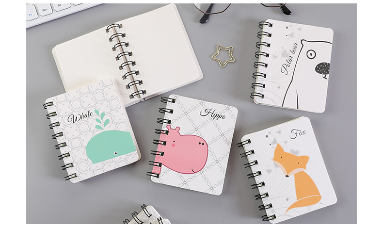 Dichen Cute Animal Cartoon Flip Coil Notebook Portable Mini Portable Notebook Pocket Notepad