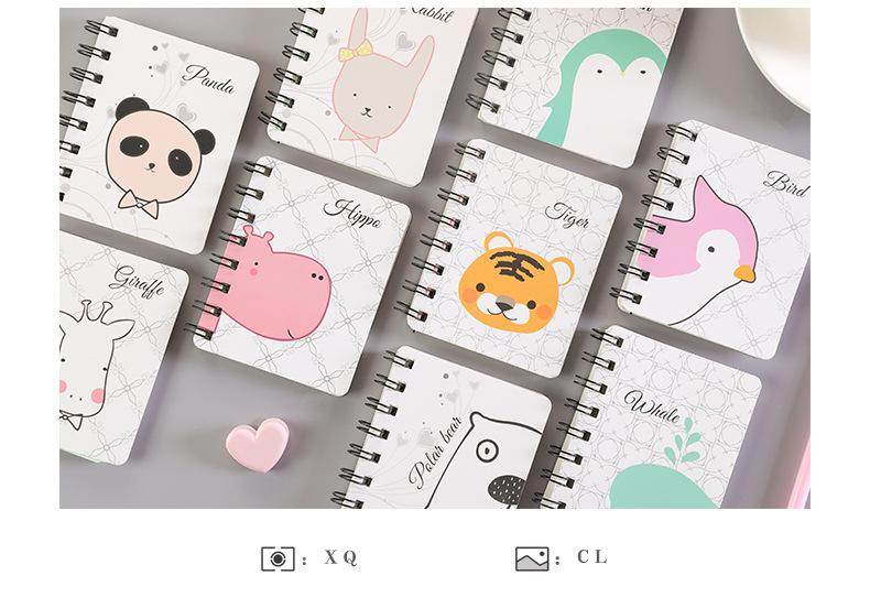 Dichen Cute Animal Cartoon Flip Coil Notebook Portable Mini Portable Notebook Pocket Notepad