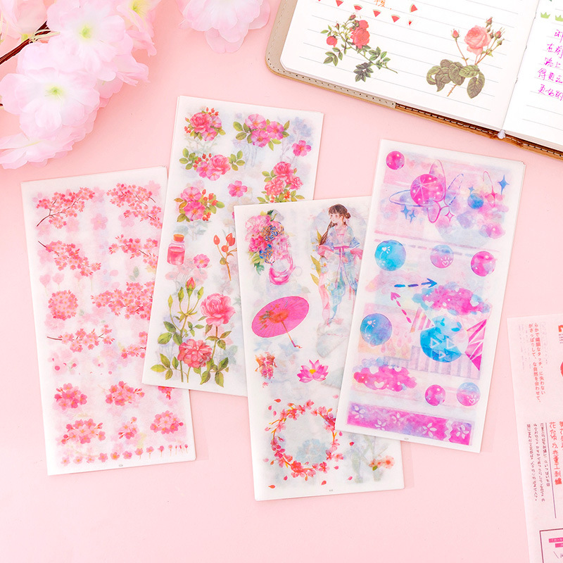 Fresh Cartoon Japanese Paper Notebook Material Stickers Creative DIY Mobile Phone Album Decoration Stickers Small Stickers 6 Pieces