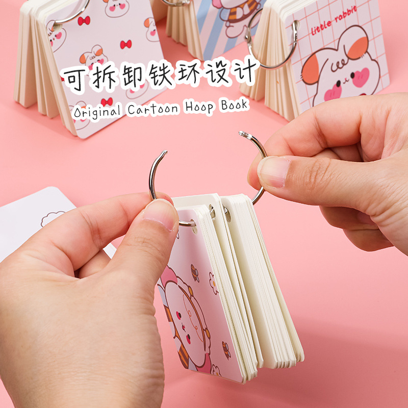 Hangsu Animal Cartoon Paper for Markers Student Exam English Wordbook Buckle Portable Pocket Blank Loose Spiral Notebook