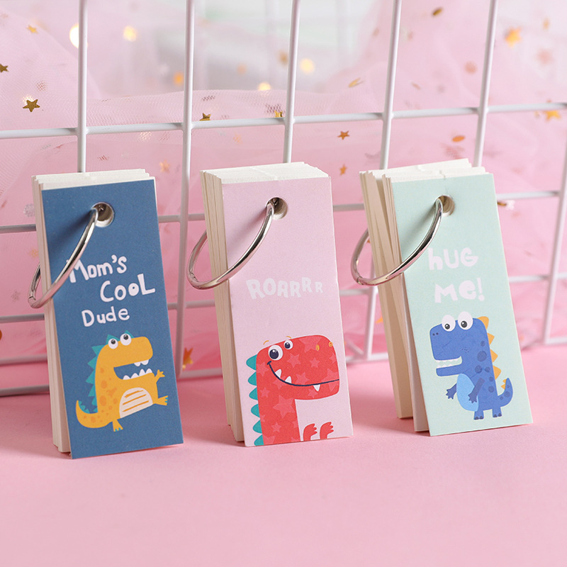 Zhishun Dinosaur Small Hoop Notebook Student Mini Vocabulary Book Portable Notepad Loose Spiral Notebook Tear-off Note Pad