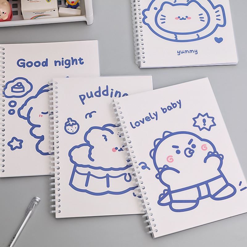 Simple Ins Bear Notebook Fresh B5 Loose-Leaf Coil Notebook Student Transparent Frosted Mesh Journal Book